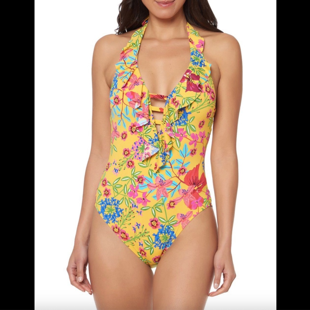 NEW Bleu Rod Beattie Ruffle One Piece‎ Swimsuit 10